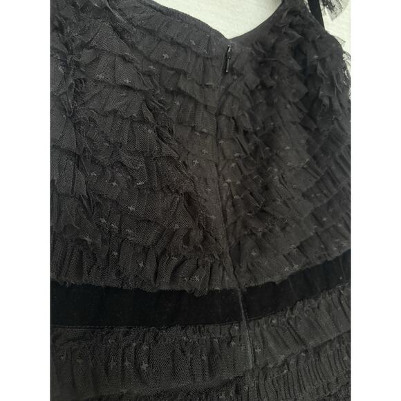 Mac Duggal 8054 Sz 4 Ruffle Cap Sleeve Embellished Tiered Midi Dress Velvet - Picture 9 of 10